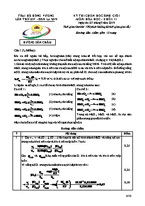 Đáp án đề thi học sinh giỏi trại hè Hùng Vương môn Hóa học Lớp 11 năm 2019 - Sở giáo dục và đào tạo Sơn La